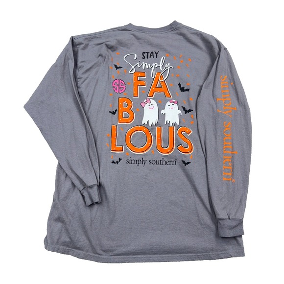 Simply Southern Tops - Simply Southern Shirt Women XL Gray Long Sleeve Tee Halloween Ghost